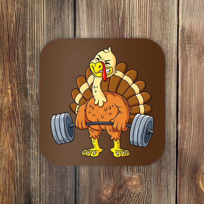 Turkey Deadlift Funny Thanksgiving Day Fitness Weightlifting Coaster