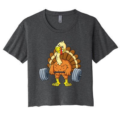 Turkey Deadlift Funny Thanksgiving Day Fitness Weightlifting Women's Crop Top Tee