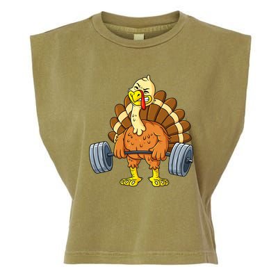 Turkey Deadlift Funny Thanksgiving Day Fitness Weightlifting Garment-Dyed Women's Muscle Tee