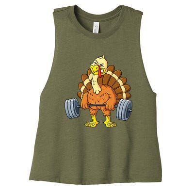 Turkey Deadlift Funny Thanksgiving Day Fitness Weightlifting Women's Racerback Cropped Tank