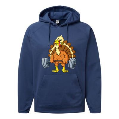 Turkey Deadlift Funny Thanksgiving Day Fitness Weightlifting Performance Fleece Hoodie