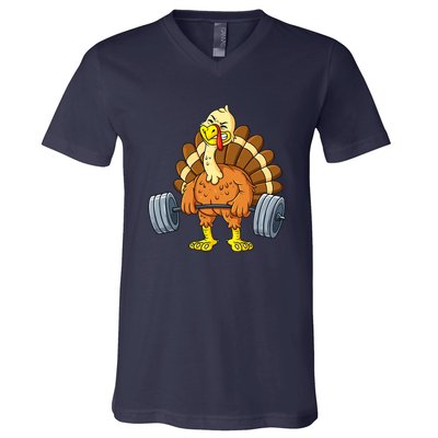 Turkey Deadlift Funny Thanksgiving Day Fitness Weightlifting V-Neck T-Shirt