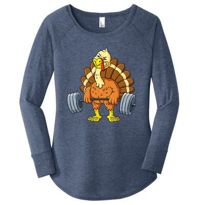 Turkey Deadlift Funny Thanksgiving Day Fitness Weightlifting Women's Perfect Tri Tunic Long Sleeve Shirt