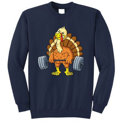 Turkey Deadlift Funny Thanksgiving Day Fitness Weightlifting Tall Sweatshirt