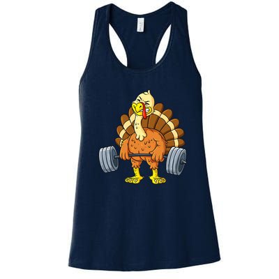 Turkey Deadlift Funny Thanksgiving Day Fitness Weightlifting Women's Racerback Tank