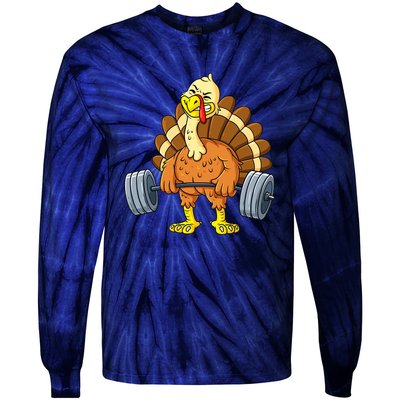 Turkey Deadlift Funny Thanksgiving Day Fitness Weightlifting Tie-Dye Long Sleeve Shirt