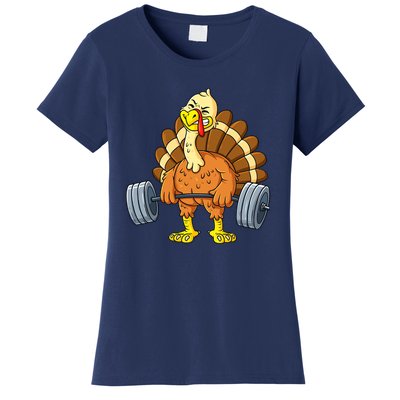 Turkey Deadlift Funny Thanksgiving Day Fitness Weightlifting Women's T-Shirt