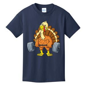 Turkey Deadlift Funny Thanksgiving Day Fitness Weightlifting Kids T-Shirt