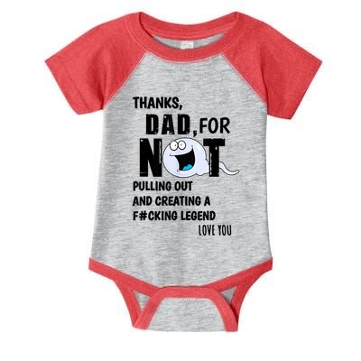 Thanks Dad For Not Pulling Out And Creating A Legend Father Infant Baby Jersey Bodysuit