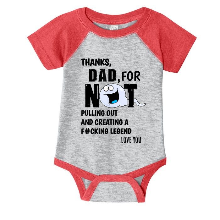 Thanks Dad For Not Pulling Out And Creating A Legend Father Infant Baby Jersey Bodysuit