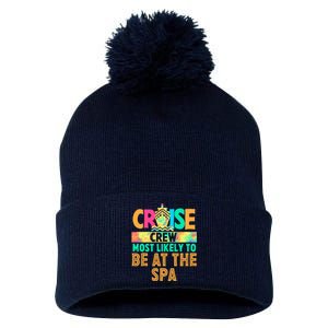 Tie Dye Funny Cruise Crew Most Likely To Be At The Spa Pom Pom 12in Knit Beanie