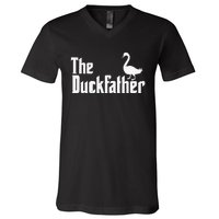 The Duck Father Duck Lover Quack Dad Fathers Day Goose Lover V-Neck T-Shirt