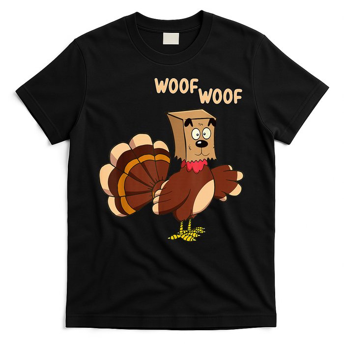 Thanksgiving Dog Fake Dog Woof Thanksgiving Turkey T-Shirt