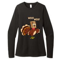 Thanksgiving Dog Fake Dog Woof Thanksgiving Turkey Womens CVC Long Sleeve Shirt