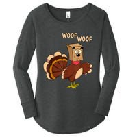 Thanksgiving Dog Fake Dog Woof Thanksgiving Turkey Women's Perfect Tri Tunic Long Sleeve Shirt