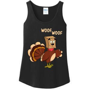 Thanksgiving Dog Fake Dog Woof Thanksgiving Turkey Ladies Essential Tank