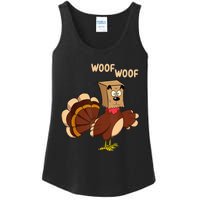 Thanksgiving Dog Fake Dog Woof Thanksgiving Turkey Ladies Essential Tank