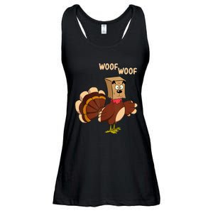 Thanksgiving Dog Fake Dog Woof Thanksgiving Turkey Ladies Essential Flowy Tank