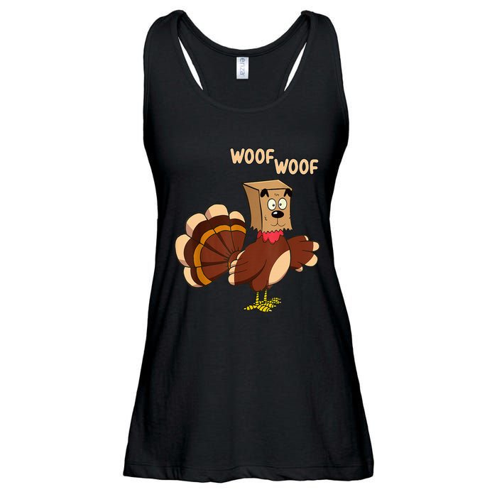 Thanksgiving Dog Fake Dog Woof Thanksgiving Turkey Ladies Essential Flowy Tank