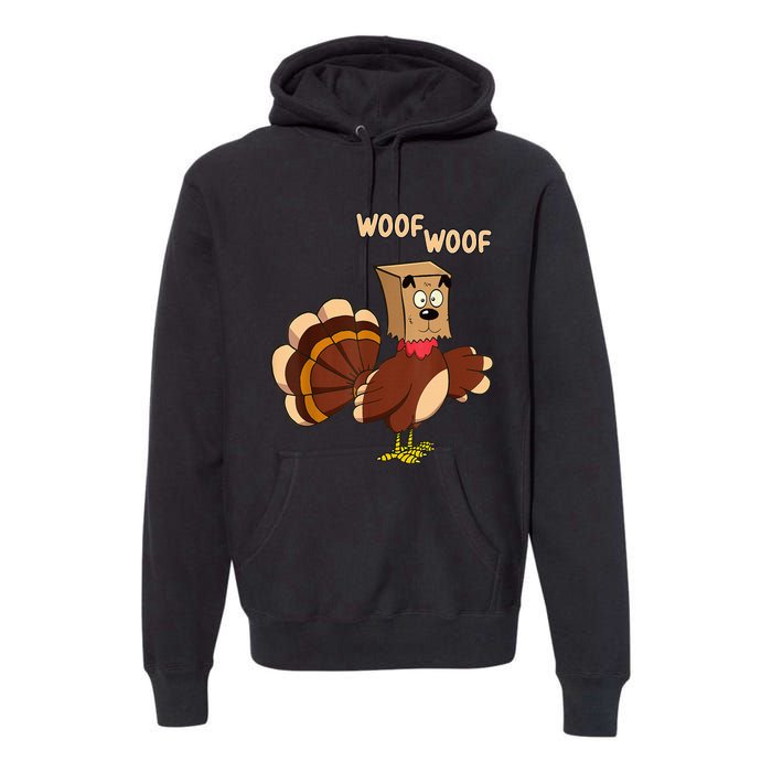 Thanksgiving Dog Fake Dog Woof Thanksgiving Turkey Premium Hoodie