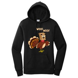 Thanksgiving Dog Fake Dog Woof Thanksgiving Turkey Women's Pullover Hoodie