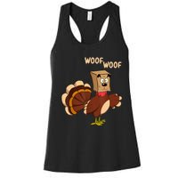 Thanksgiving Dog Fake Dog Woof Thanksgiving Turkey Women's Racerback Tank