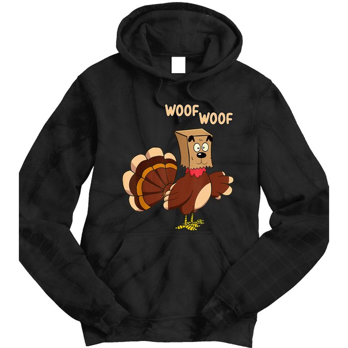 Thanksgiving Dog Fake Dog Woof Thanksgiving Turkey Tie Dye Hoodie