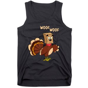 Thanksgiving Dog Fake Dog Woof Thanksgiving Turkey Tank Top