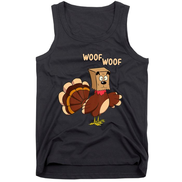 Thanksgiving Dog Fake Dog Woof Thanksgiving Turkey Tank Top