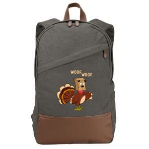 Thanksgiving Dog Fake Dog Woof Thanksgiving Turkey Cotton Canvas Backpack