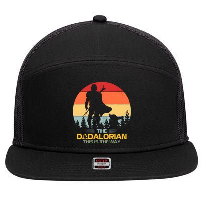 The Dadalorian Fathers Day Best Dad Number 1 Vintage Family 7 Panel Mesh Trucker Snapback Hat