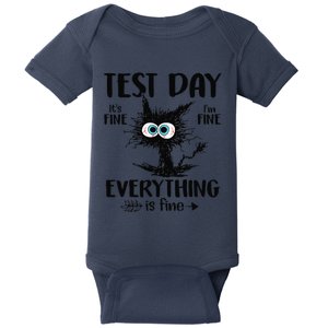 Test Day Funny Stressed Cat Teacher Student Testing Day Gift Baby Bodysuit