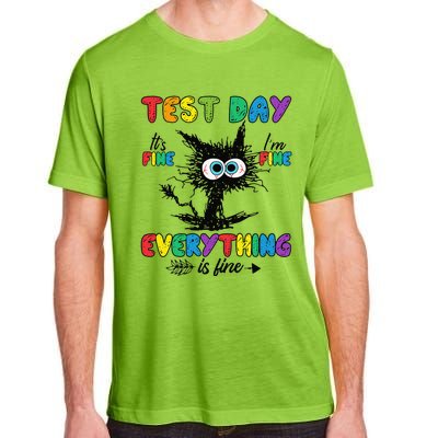 Test Day Funny Stressed Cat Teacher Student Testing Day Adult ChromaSoft Performance T-Shirt