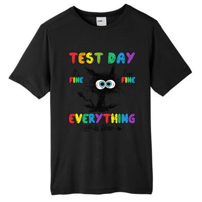 Test Day Funny Stressed Cat Teacher Student Testing Day Tall Fusion ChromaSoft Performance T-Shirt