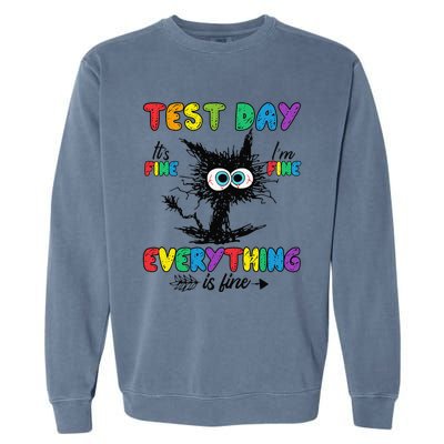 Test Day Funny Stressed Cat Teacher Student Testing Day Garment-Dyed Sweatshirt