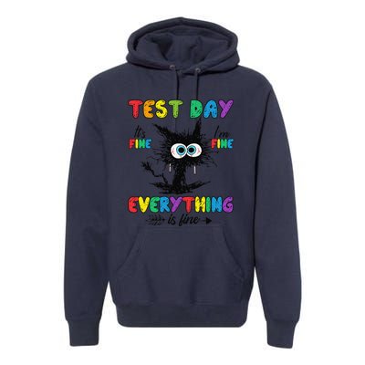 Test Day Funny Stressed Cat Teacher Student Testing Day Premium Hoodie