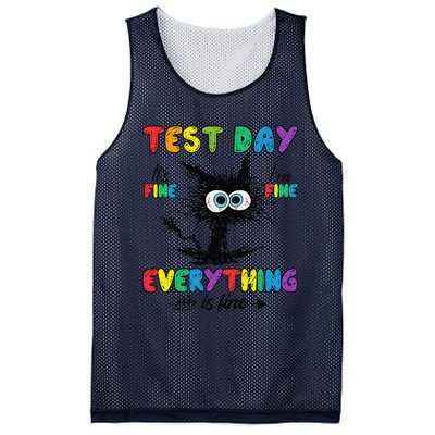 Test Day Funny Stressed Cat Teacher Student Testing Day Mesh Reversible Basketball Jersey Tank