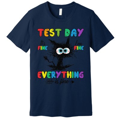 Test Day Funny Stressed Cat Teacher Student Testing Day Premium T-Shirt