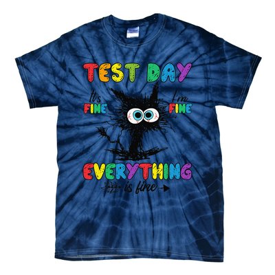 Test Day Funny Stressed Cat Teacher Student Testing Day Tie-Dye T-Shirt