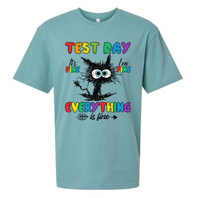 Test Day Funny Stressed Cat Teacher Student Testing Day Sueded Cloud Jersey T-Shirt