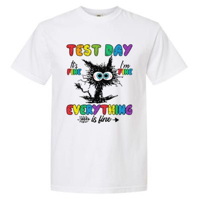 Test Day Funny Stressed Cat Teacher Student Testing Day Garment-Dyed Heavyweight T-Shirt