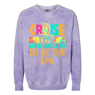 Tie Dye Funny Cruise Crew Most Likely To Be At The Spa Colorblast Crewneck Sweatshirt