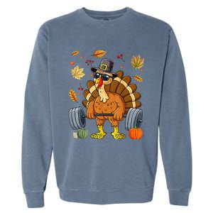 Turkey Deadlift Fitness Weightlifting Thanksgiving Day Garment-Dyed Sweatshirt