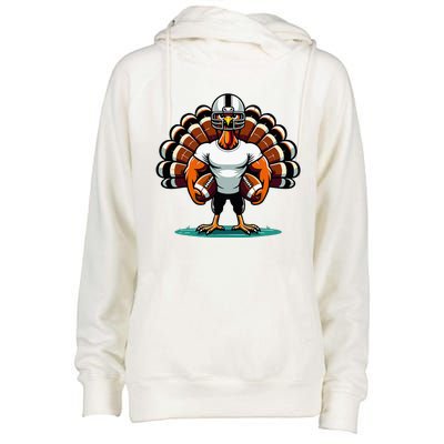 Turkey Day Football Player Fall Thanksgiving Womens Funnel Neck Pullover Hood