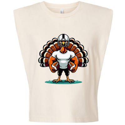 Turkey Day Football Player Fall Thanksgiving Garment-Dyed Women's Muscle Tee