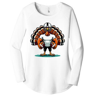 Turkey Day Football Player Fall Thanksgiving Women's Perfect Tri Tunic Long Sleeve Shirt