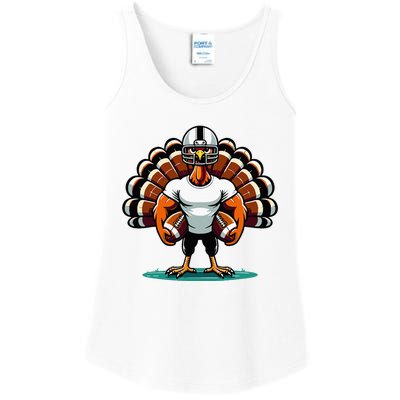 Turkey Day Football Player Fall Thanksgiving Ladies Essential Tank