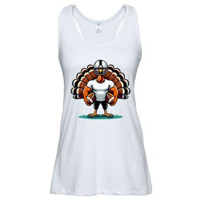 Turkey Day Football Player Fall Thanksgiving Ladies Essential Flowy Tank