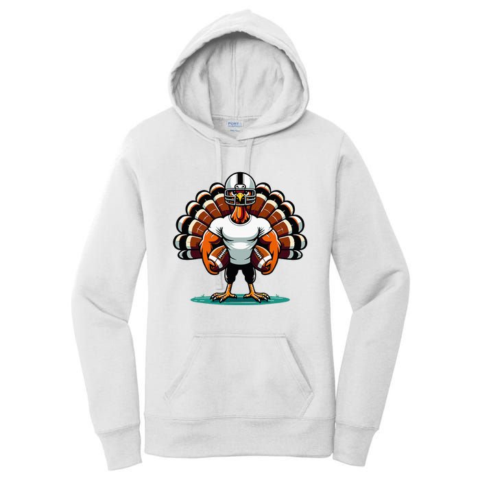 Turkey Day Football Player Fall Thanksgiving Women's Pullover Hoodie