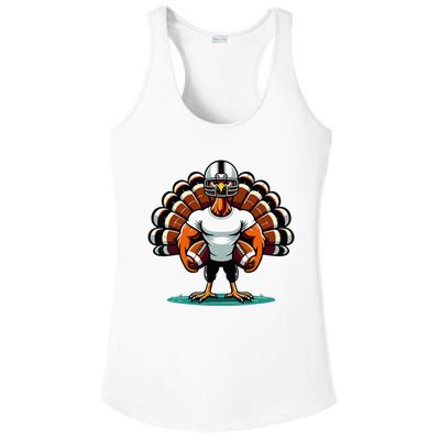 Turkey Day Football Player Fall Thanksgiving Ladies PosiCharge Competitor Racerback Tank